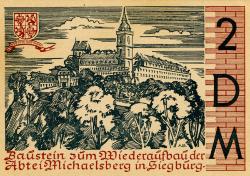 Briefmarke zum Wiederaufbau der Abtei Michaelsberg Siegburg Briefmarke zum Wiederaufbau der Abtei Michaelsberg Siegburg