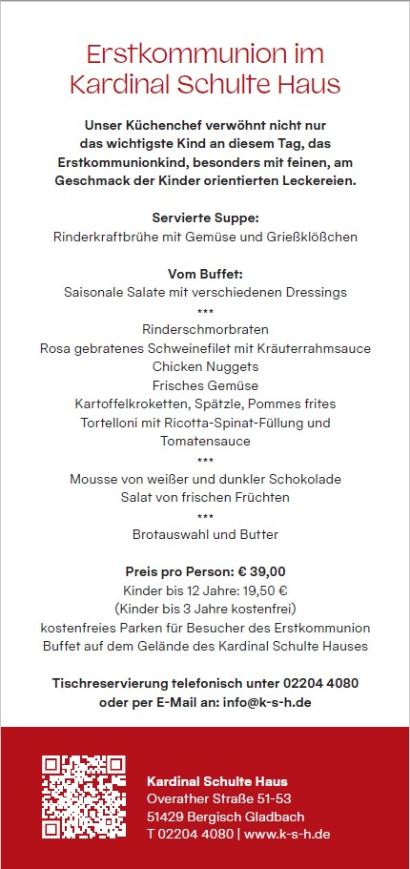 Buffet zur Erstkommunion am 25.05. und 29.05.