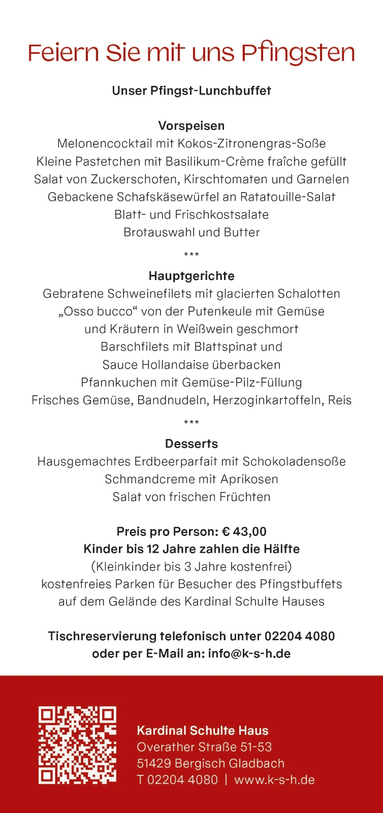 Pfingst-Buffet am 08. Juni von 11.30 Uhr - 14.30 Uhr